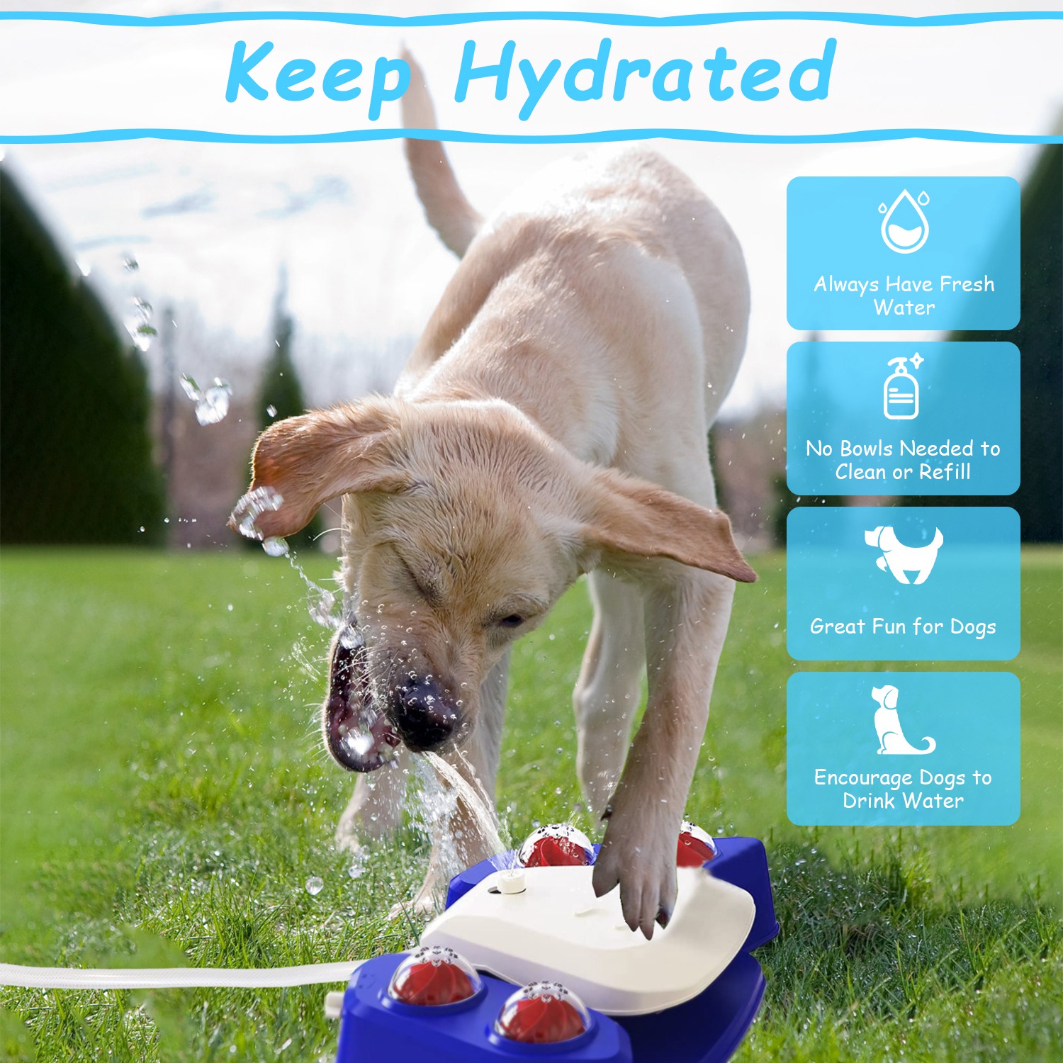 Blue-Yellow Color Options - 1Pc Dog Water Fountain Multifunctional Automatic Pet Water Dispenser Outdoor Step-on Activated Sprinkler For Drinking Shower Fun — image 11