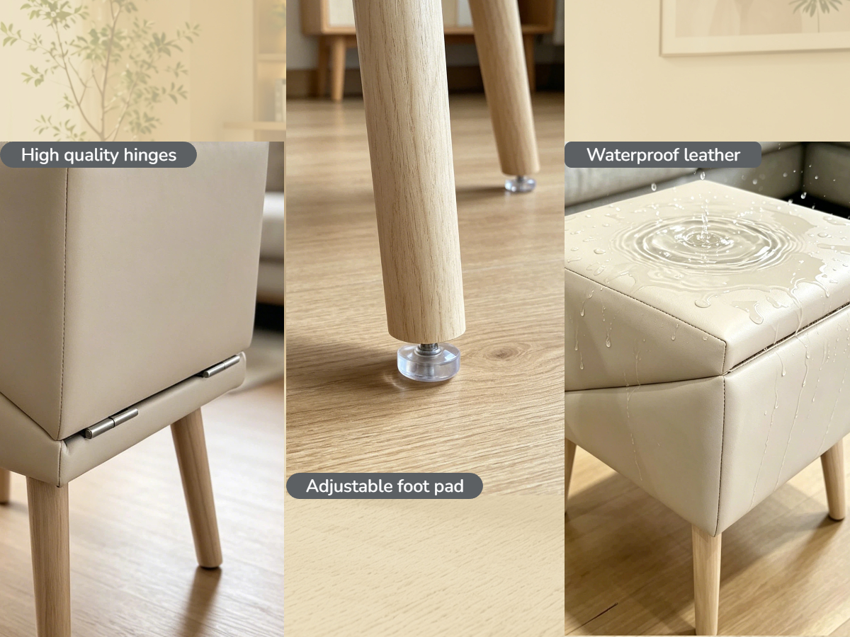 Escalera para Perros 2 en 1 para Cama y Sofá, 25.2" Rampa Plegable para Perros con 6 Escalones y Otomana para Perros Pequeños y Grandes, Beige — imagen 4