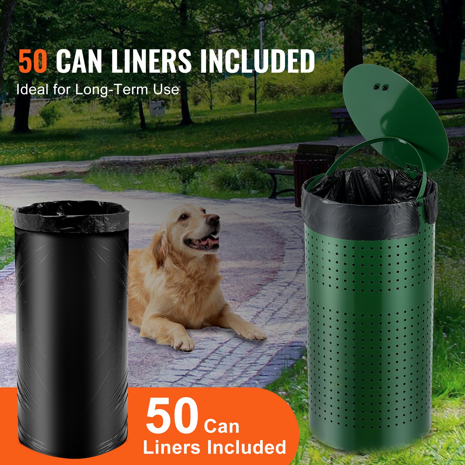 Cubo de Basura para Perros 11.5 Galones Resista al Tiempo Cubo de Deshechos Caninos con Tapeta — imagen 5