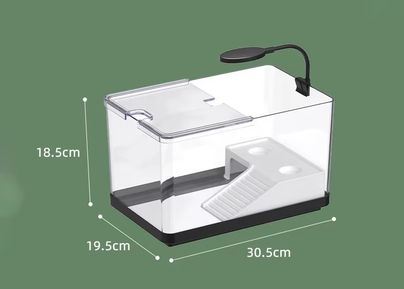 Large Transparent Turtle Tank Aquarium Fish Tank with Bottom Drain Reptiles Amphibians with Basking Platform Open Breeding Box — image 6