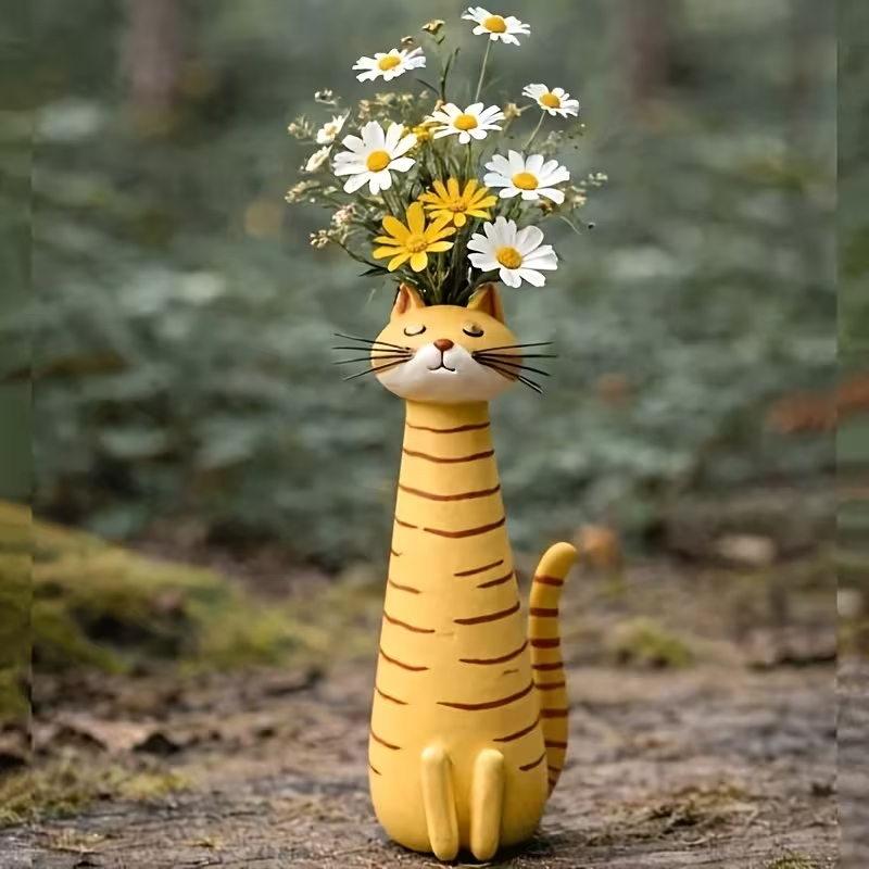 Vaso de Gato Creativo - Portador de Flores Secas para Escritorio, Accesorio Decorativo para Hogar/Oficina, Universal para Ramilletes Pequeños — imagen 4
