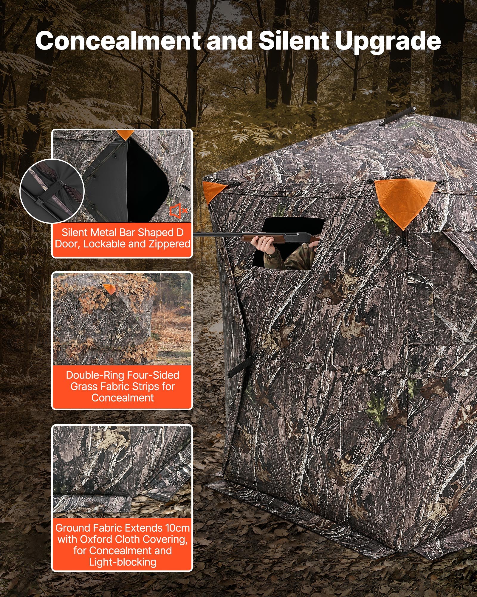Cubilca de Caza, 270° Cubil de Tierra, Cubil Pop Up para 1-2 Personas para Cazar con Bolsa Portátil, Carpa Resistente para Caza, Ventanas Horizontales para Venado y Pavo — imagen 2