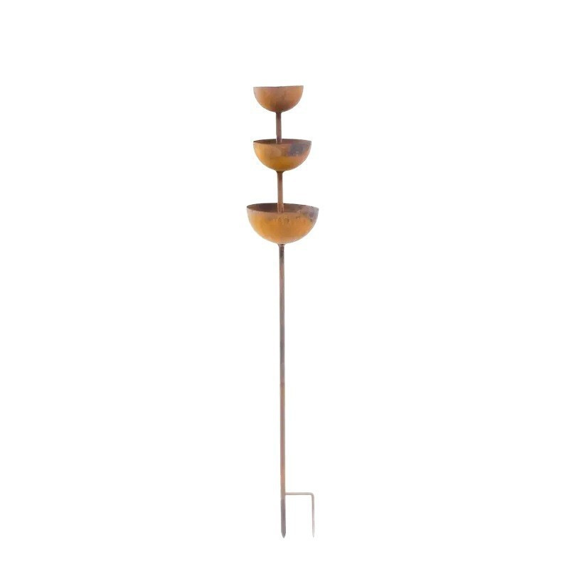 3-Tier Vintage Rustic Metal Bird Watering Station | 3-Tier Rusty Iron Garden Water Collector Feeder, Outdoor Garden Patio Decor — image 1
