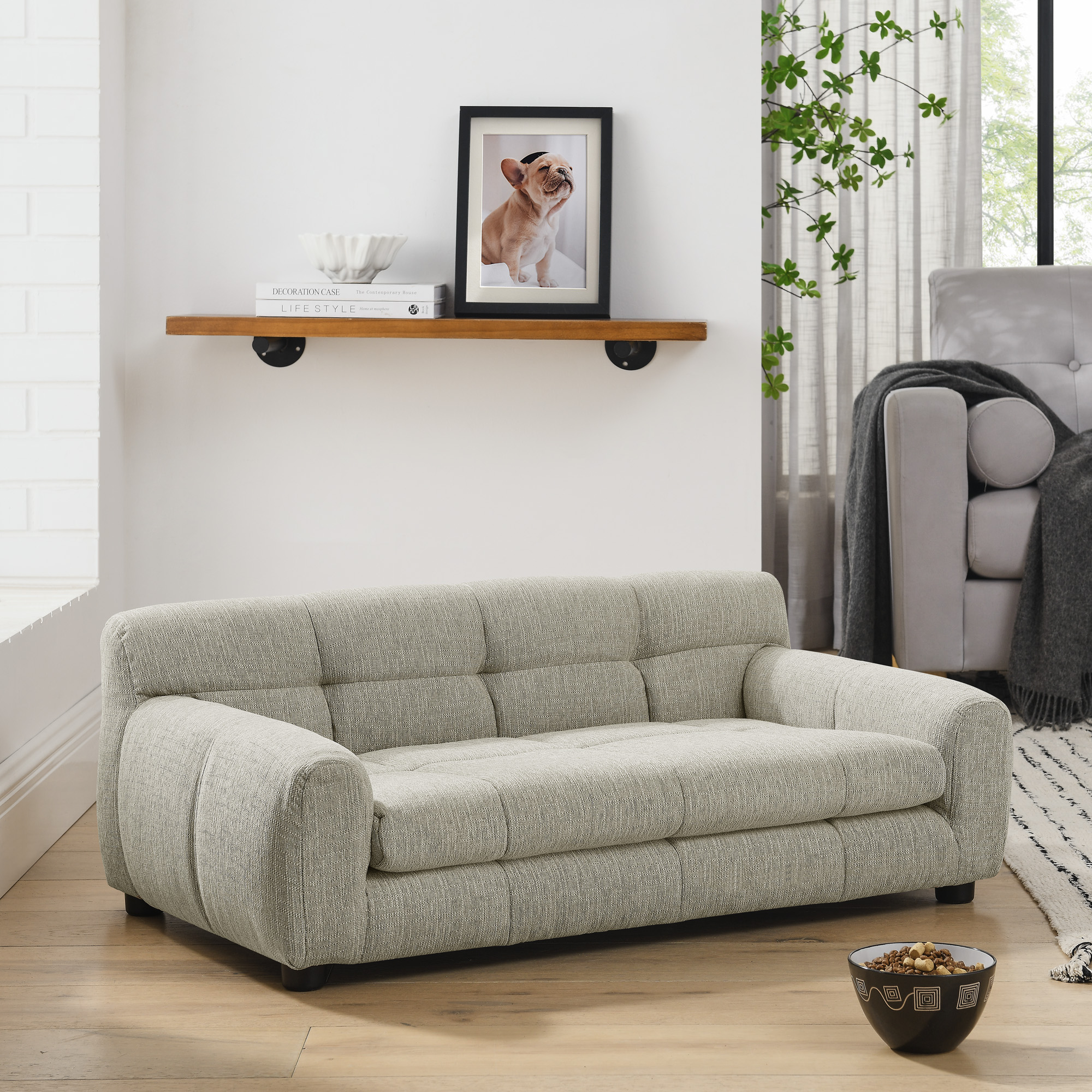 Soft And Comfortable Pet Sofa With Backrest And Armrests, Suitable For Modern Rectangular Pet Sofas For Small And Medium-sized Dogs, -Beige — imagen 3