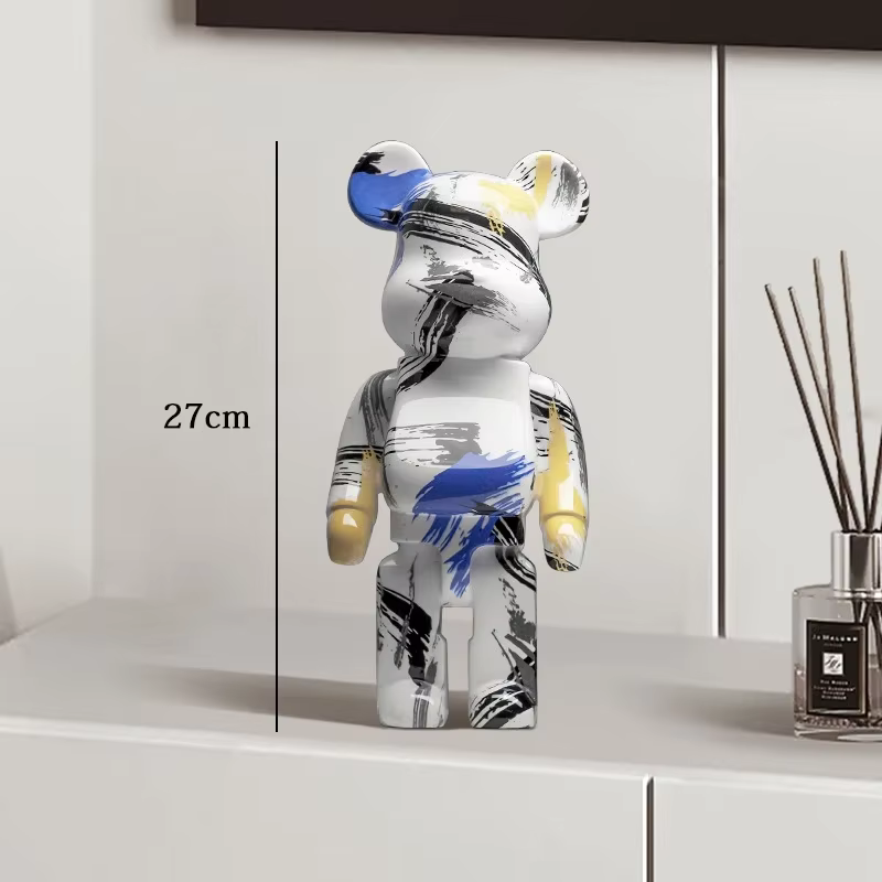 Graffiti Bear Statue Paint Block Bear Decor Resin Desktop Ornaments Home Decoration Living Room Bear Floor Sculpture Gifts — image 9