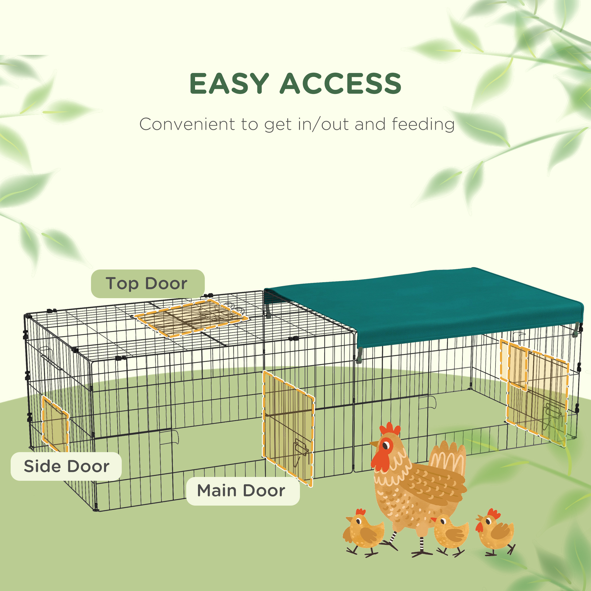 73" Small Animal Playpen with Roof for Rabbits, Chicken, Chinchillas for Indoor/Outdoor Use, Green — image 6