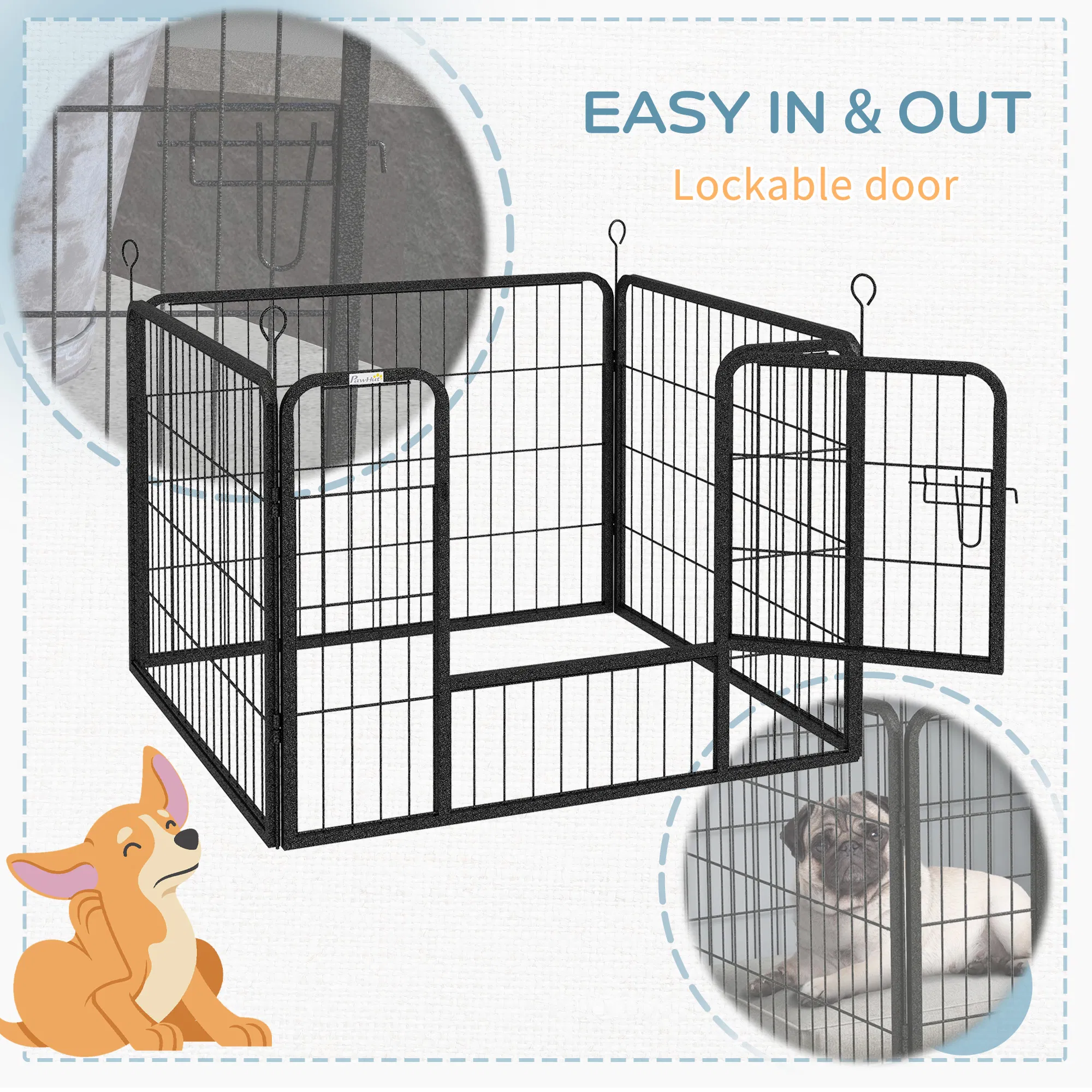 Metal Pet Playpen with Gate Indoor Outdoor for Small Animal — image 6