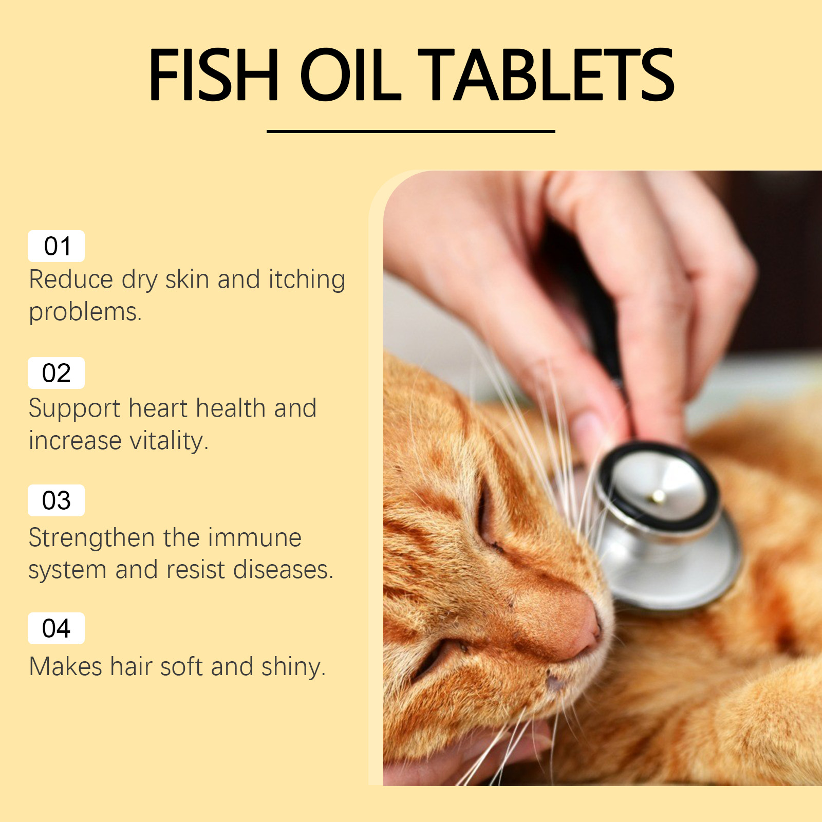 Tabletas de Aceite de Pescado Clase 3 para Gatos, Suplemento Multivitamínico para Pelaje y Corteza, Apoya Salud Inmunológica, Cardíaca y Ósea, 60 Tabletas Chupables — imagen 4