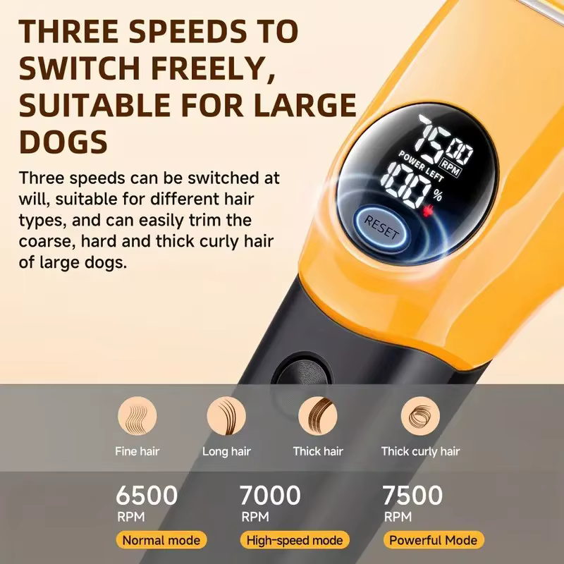 Pet Clipper Professional Dog Hair Trimmer Cat Grooming Shaver 7500/min LED Suitable for Large, Medium, and Small Pets Trimmers — image 3