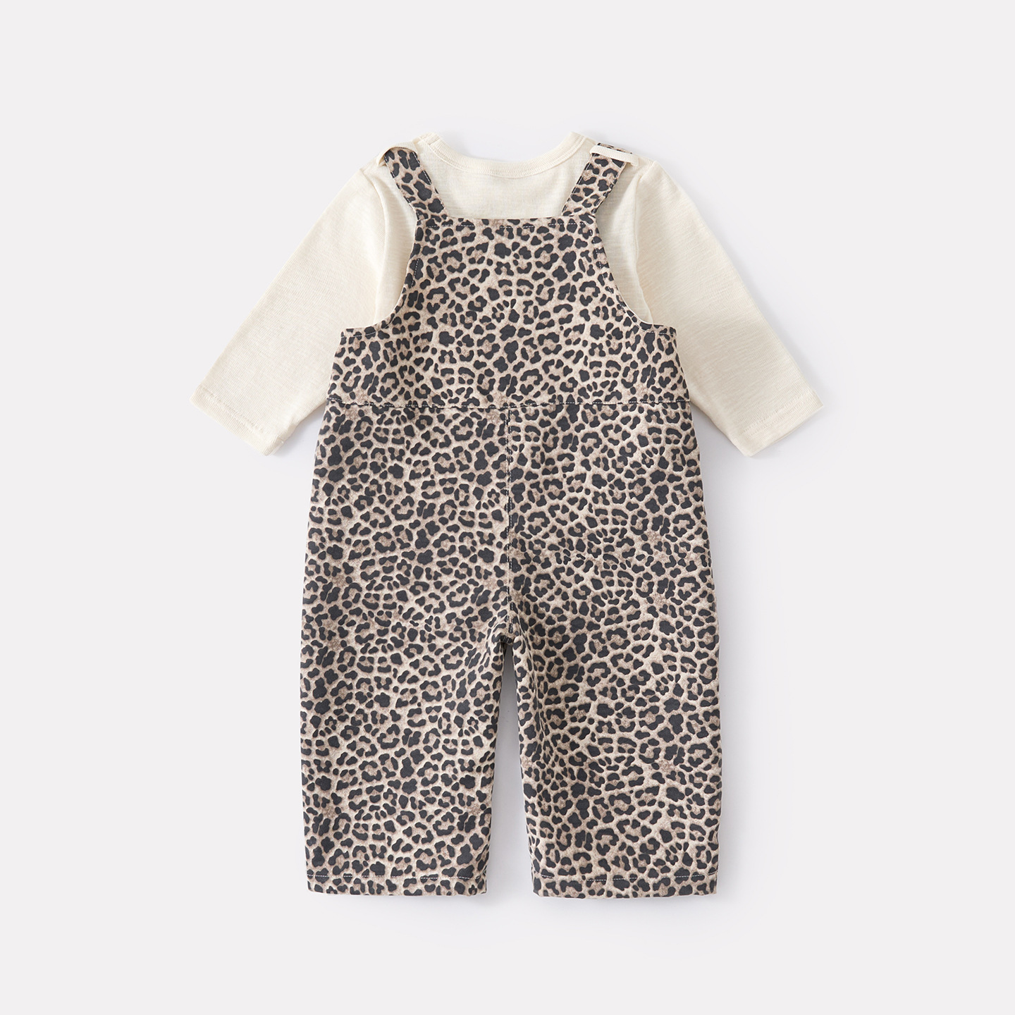 Cute Leopard Print Overalls Set for Baby Boys Casual Two-Piece Outfit with Romper and Bodysuit — image 4