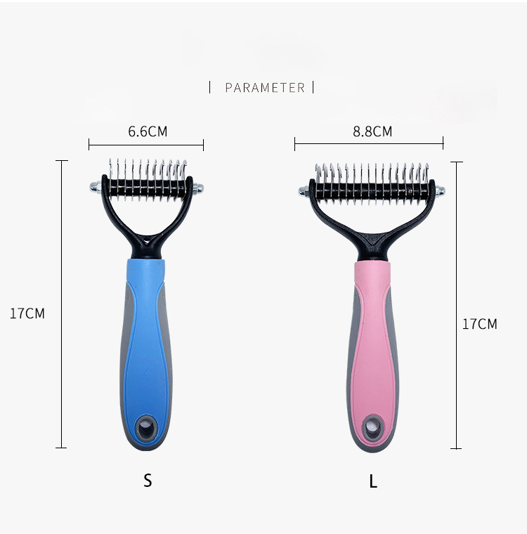 Pet Comb Cat And Dog Hair Removal Comb Brush Stainless Steel Double-Sided Knot Knife Hair Cleaning Comb Pet Grooming Supplies — image 3