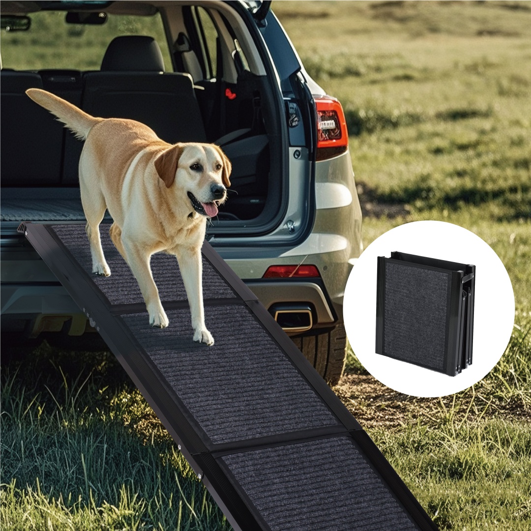 Dog Ramp For Car 65x17 Large Folding Pet Stair Ramps For Truck, SUV, With Non-Slip Surface, Up To 250LBS, Outdoor Dog Car Ramp For Medium Large Dogs, Portable Pet Steps — imagen 1