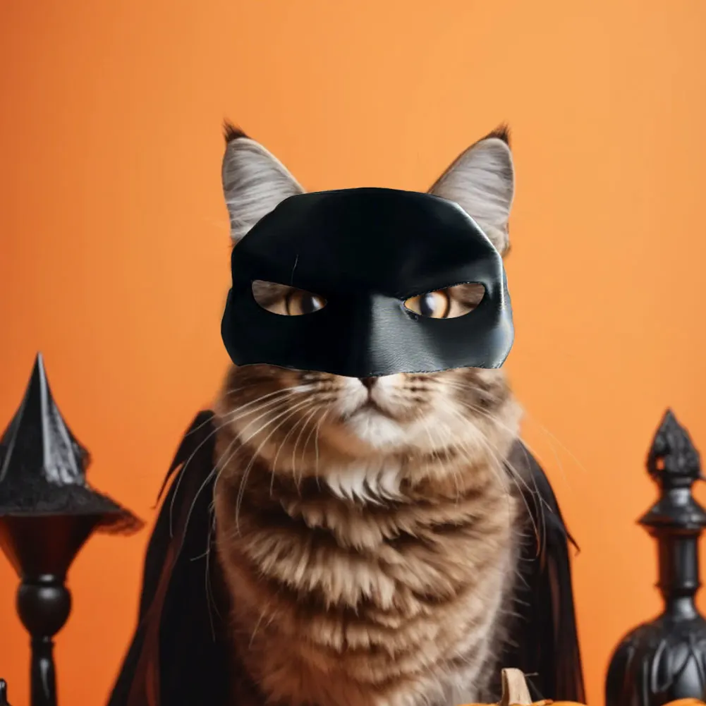 Bat Cat Avenger Mask Creative Black Cat Bat Mask Handmade Half Face Cat Mask Decorative Cat Mask for Halloween Cosplay — image 3