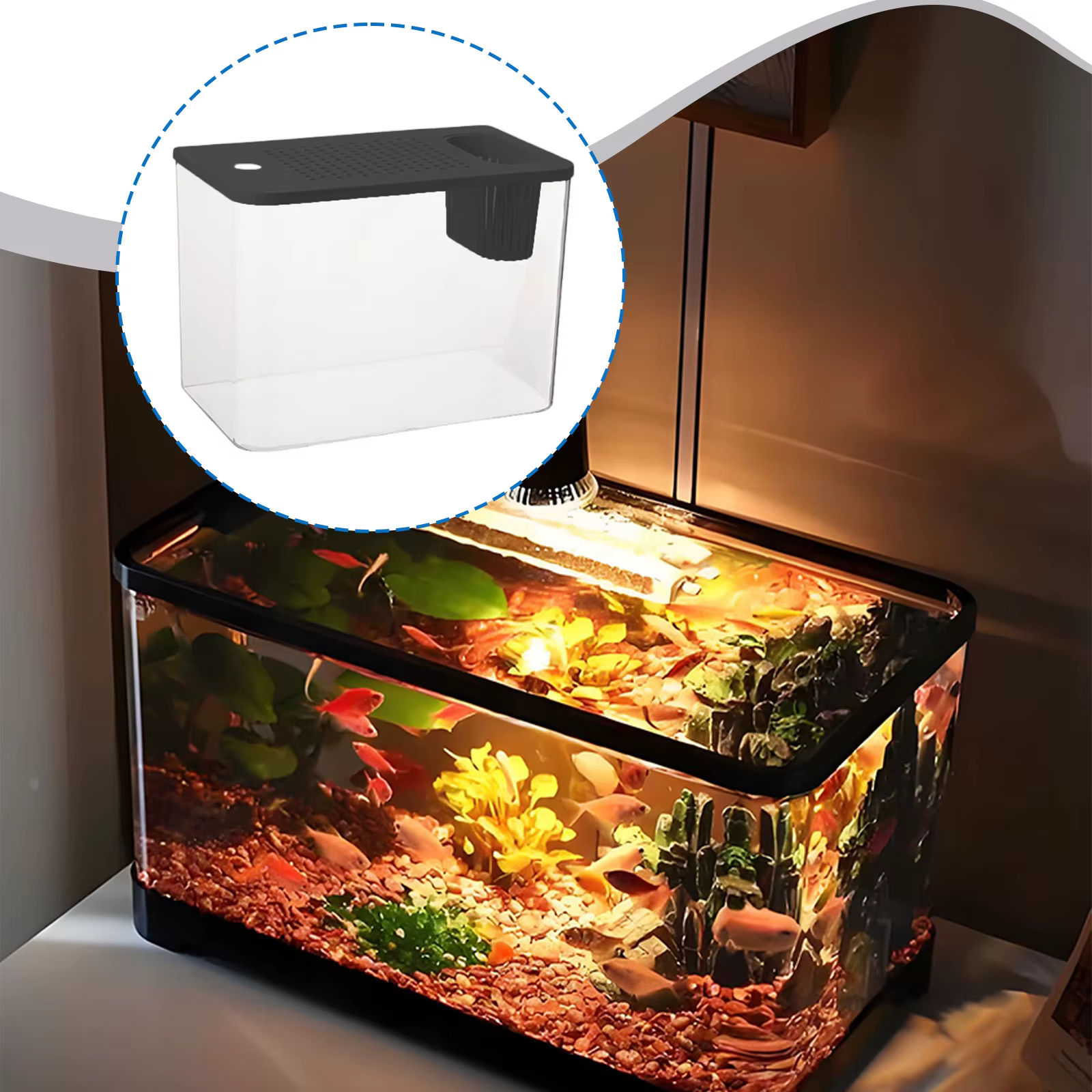 Reptile Terrarium Clear View Breeding Tank Habitat Cage Small Fish Tank Feeding Box for Betta Fish Crayfish Snake Chameleon — image 5