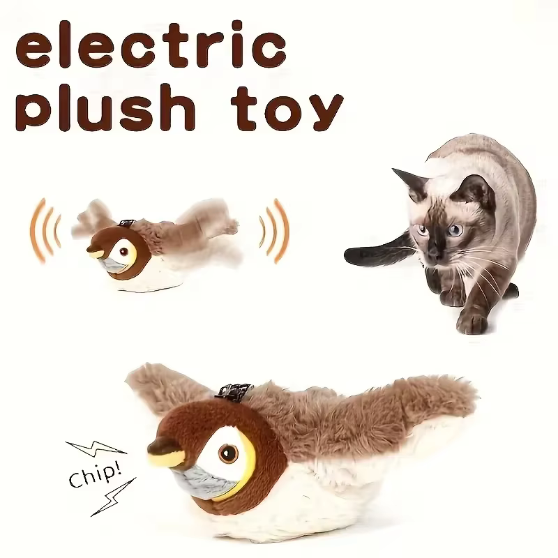 Juguete Interactivo para Pájaros Domésticos con Alas que Se Mueven y Grito de Pájaro USB-Rechargeable con Catnip para Interior — imagen 4