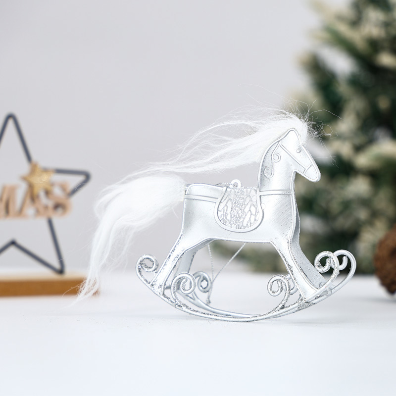 Christmas Decoration Swinging Wooden Horse Ornament, Christmas Gift Desk Decoration, Plastic Ornament, Christmas Tree Hanging Decor — image 4