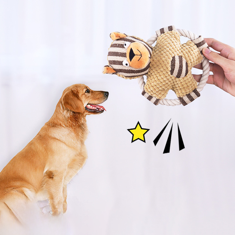 Pet Cotton Rope Toy Dog Sound Canvas Molar Teeth Cleaner Bite-resistant Rope Knot Training Dog Toys Dog Toothbrush Dog Toys — image 5