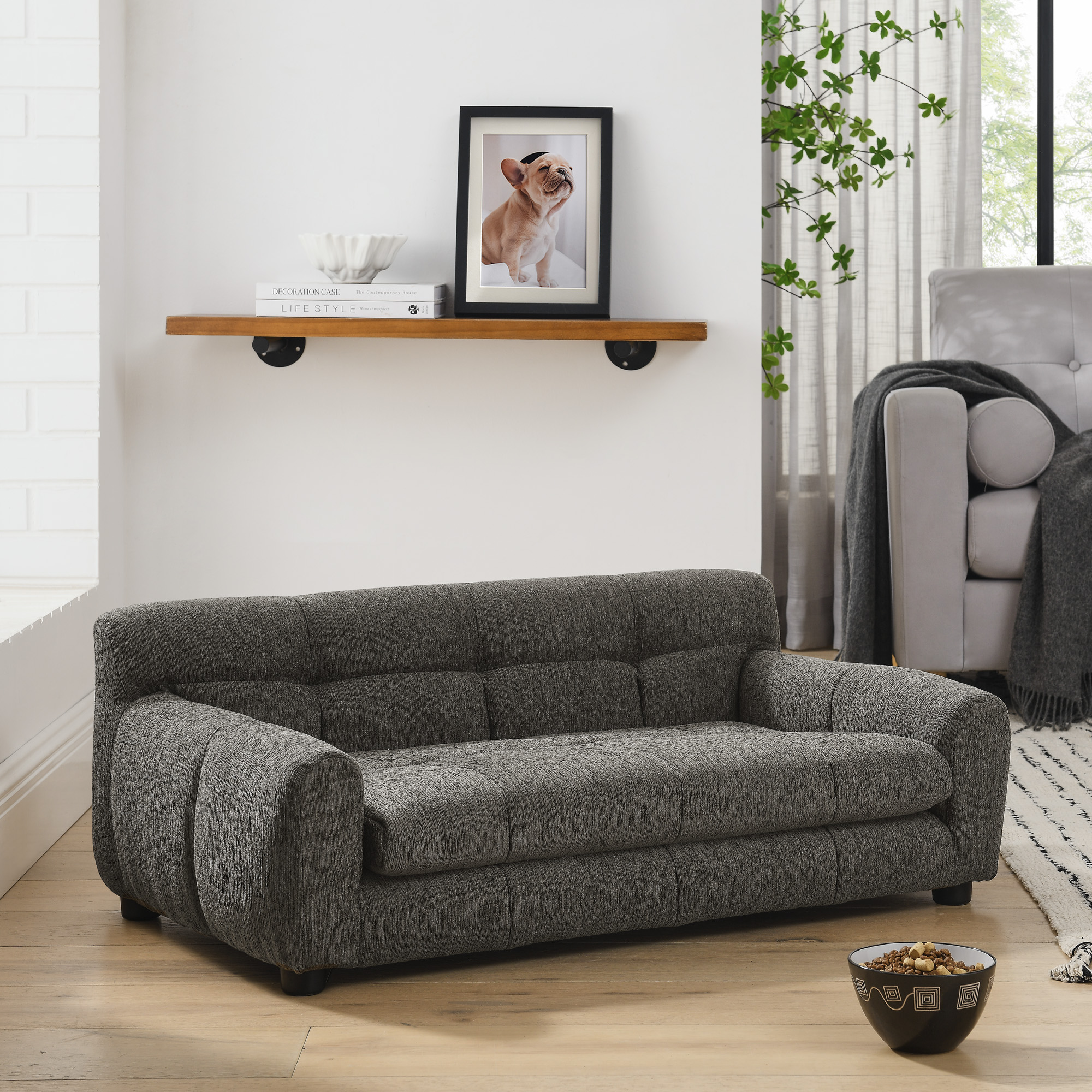 Soft And Comfortable Pet Sofa With Backrest And Armrests, Suitable For Modern Rectangular Pet Sofas For Small And Medium-sized Dogs, -dark Gray — imagen 4