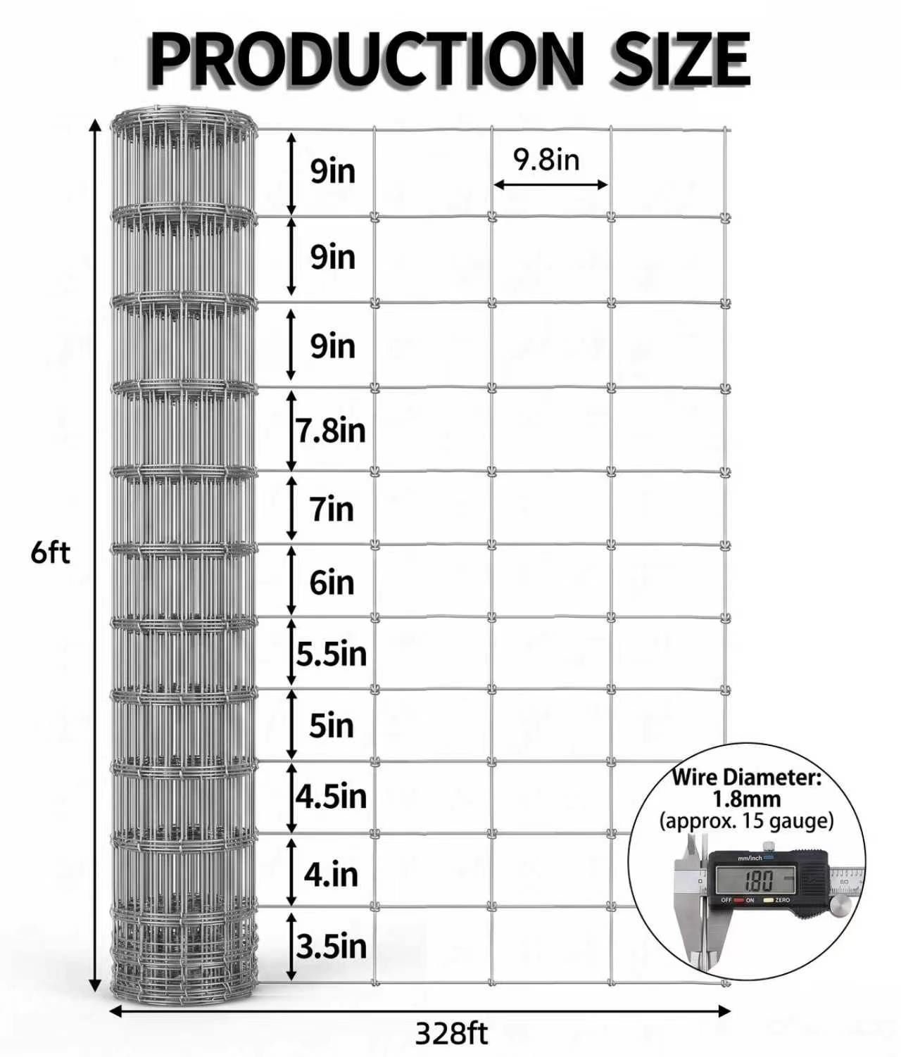 Farm Livestock Fence, 6*328FT Galvanised Iron Wire Farm Fence Cattle Fence Deer Fence Grassland Fence, Please Check Size Chart, Not for Small Animals — imagen 5
