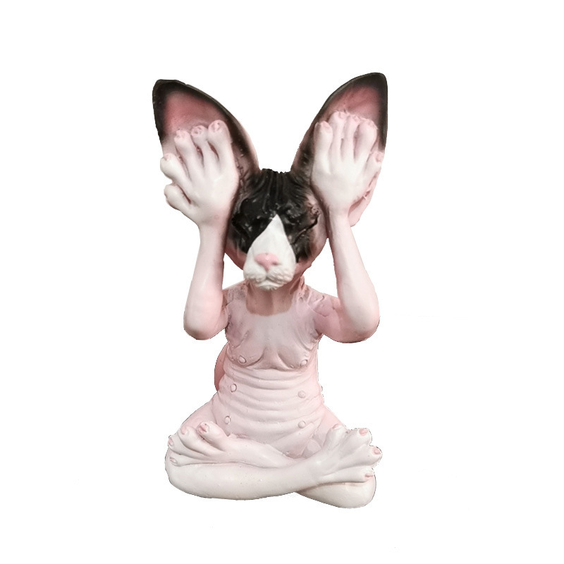 New Resin Crafts Fashion Trend Don't Look, Don't Listen, Don't Talk, Meditate, Kitten, Creative Home Decoration — image 4