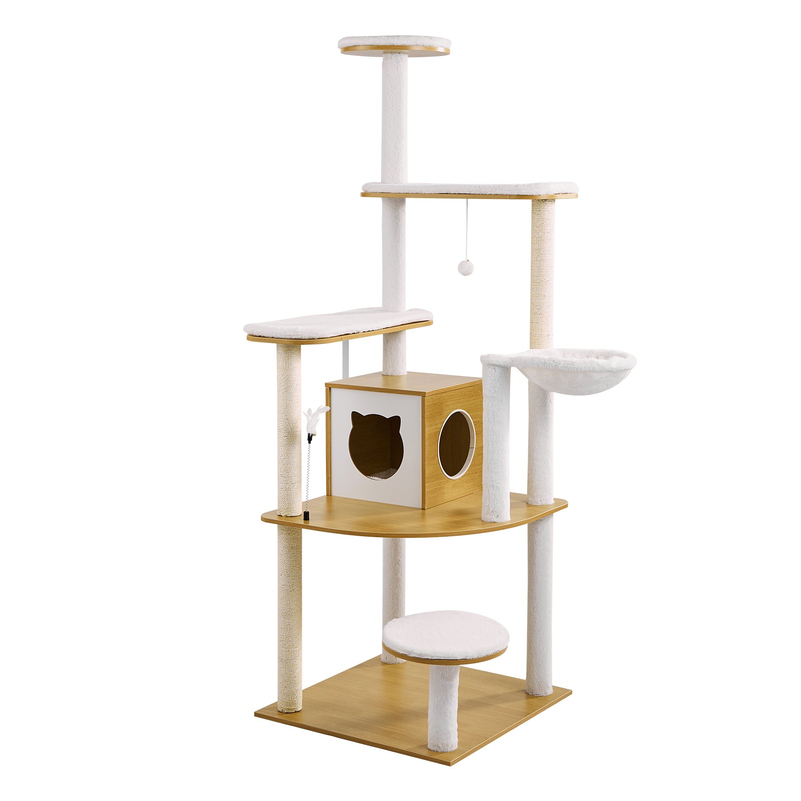 Árbol para Gatos Grande de 68,9 Pulgadas de Alto, Torre para Gatos Multinivel con Perchas Acogedoras y Postes de Escarbar Sisal, Hamaca y Casa para Gatos Grandes para Jugar y Descansar en Interior — imagen 1