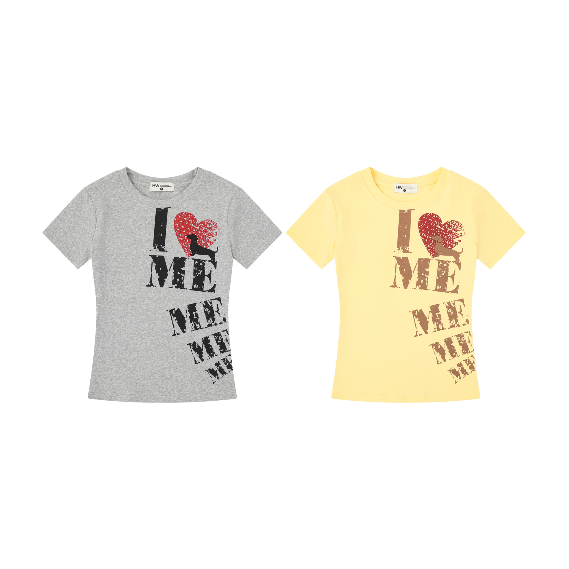 Distressed Heart Sausage Dog Print Short Sleeve T-Shirt for Women Fitted Slim Short Crop Top — image 2