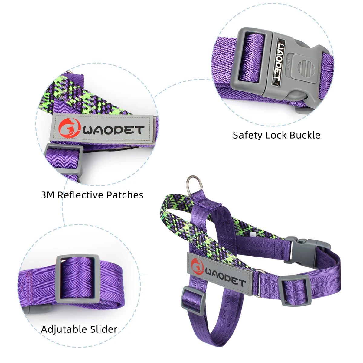 Collar de Arnes para Perros Pequeños, Medianos y Grandes - Resistente, No Tirar, Reflejos, Diseño de Moda — imagen 2