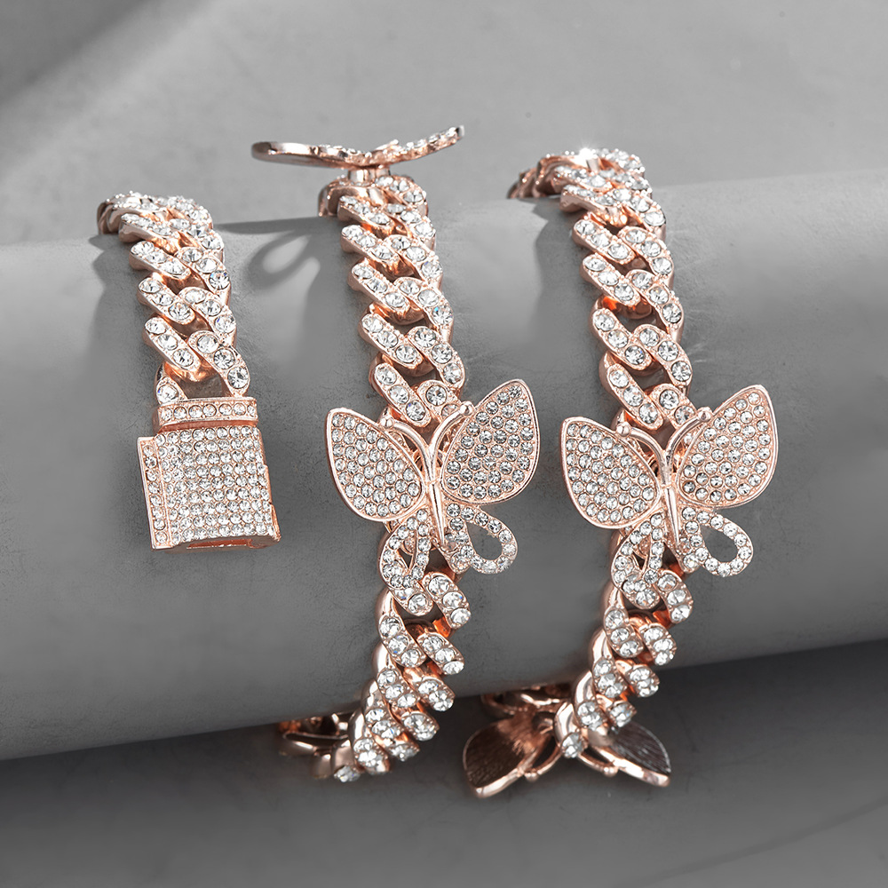 Accesorios para Mariposas Cadena Cubana 15mm Geométrico Collar de Cuello Pulsera Joyería — imagen 3
