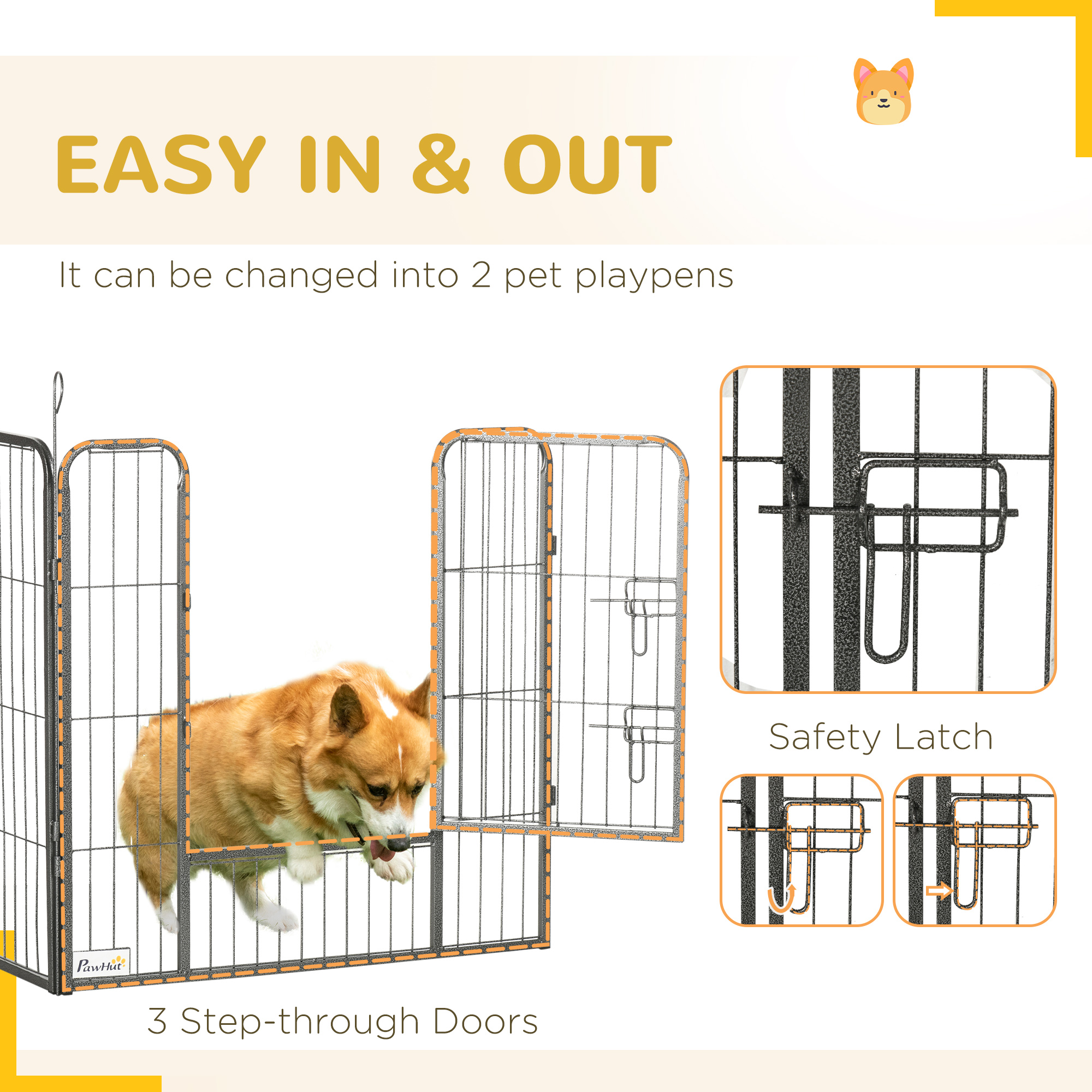 Corral para Perros de 24 Paneles para Perros Pequeños y Medianos con Puerta con Seguro, 15.7 x 15.7 x 2.6 — imagen 5