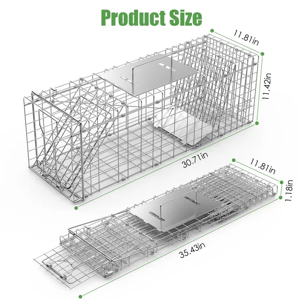 Jaula Trampa Plegable para Animales Vivos, Resistente, 31x12x11', Funda y Guantes Disponibles — imagen 6