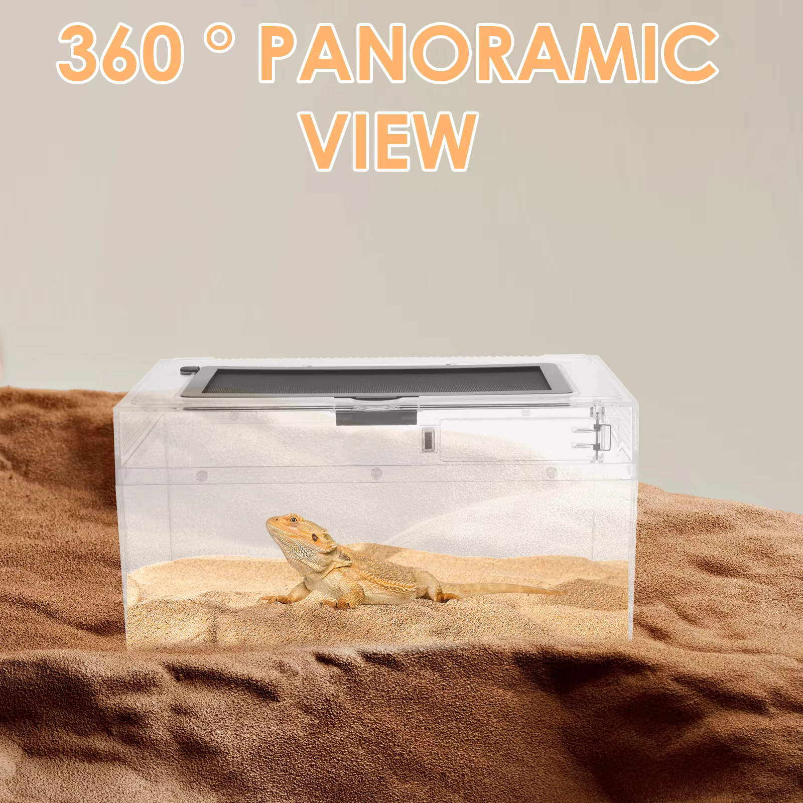 Reptile Terrarium Transparent Breathable Amphibian Tank Anti-Escape Breeding Box for Turtle Spider Lizard Snake Frog Reptiles — image 4