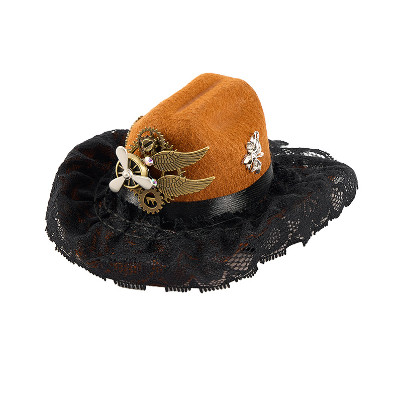 Sombrero Gótico Mini de Encaje para Mascotas Accesorio de Cabello de Muñeca Sombrero de Aviador — imagen 5