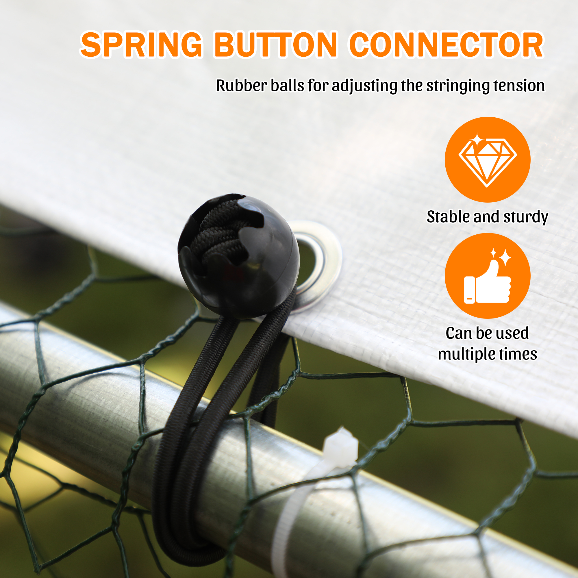 Gallinero Metálico Transitable 84 x 78.7 x 72.7, Techo Inclinado, Jaula Resistente para Todo Clima con Funda Impermeable y Anti-UV, Corral Estable de Exterior para Patio con Conectores de Botón a Presión y Malla Reforzada — imagen 5