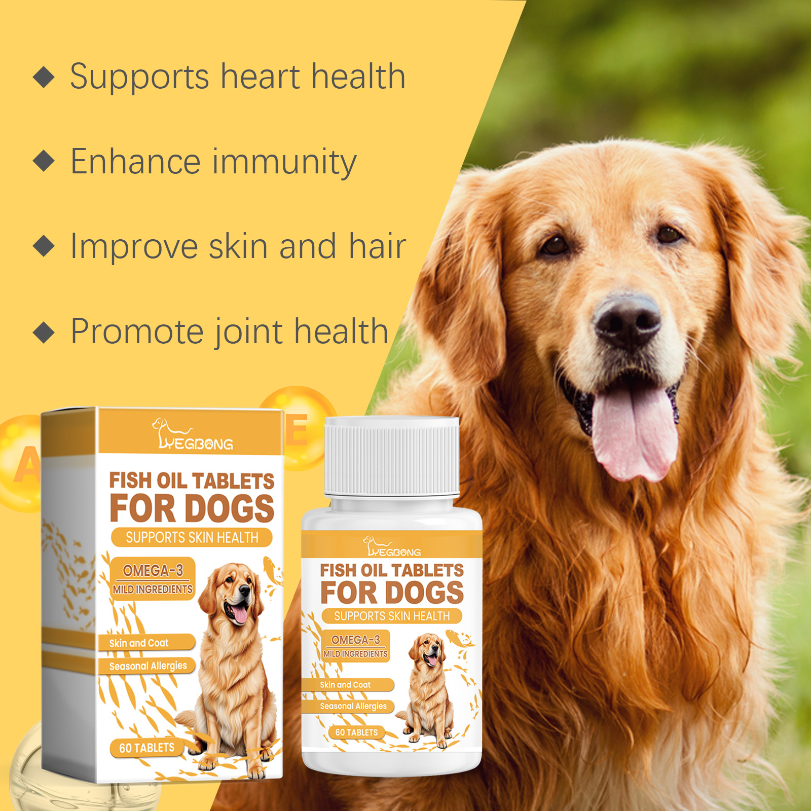Dog Multi-Dimensional Fish Oil Tablet Pet Dog Hair Care Moisturize Skin Care Pet Health — image 5
