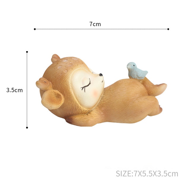 Resin Sleeping Baby Deer Mini 3D Elk Christmas Ornaments Cute Decor for Home Garden Car Xmas Party Table Decoration Kids Gift — image 7