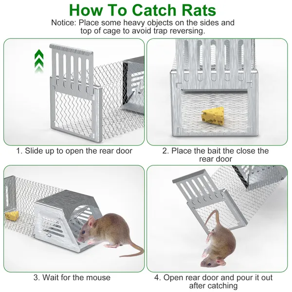 2Pcs Humane Mouse Trap Cage No Assembly Need Automatic Continuous Rat Trap With Single Way Door Reusable Catch And Release Live Cage Trap For Rodents Moles Voles Mice — imagen 5