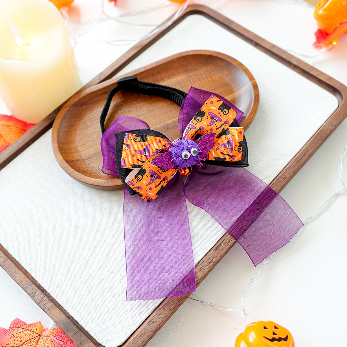 Pet Dog Cat Halloween Fluffy Ball Bat Ribbon Bow Neck Scarf Pet Accessories — image 3