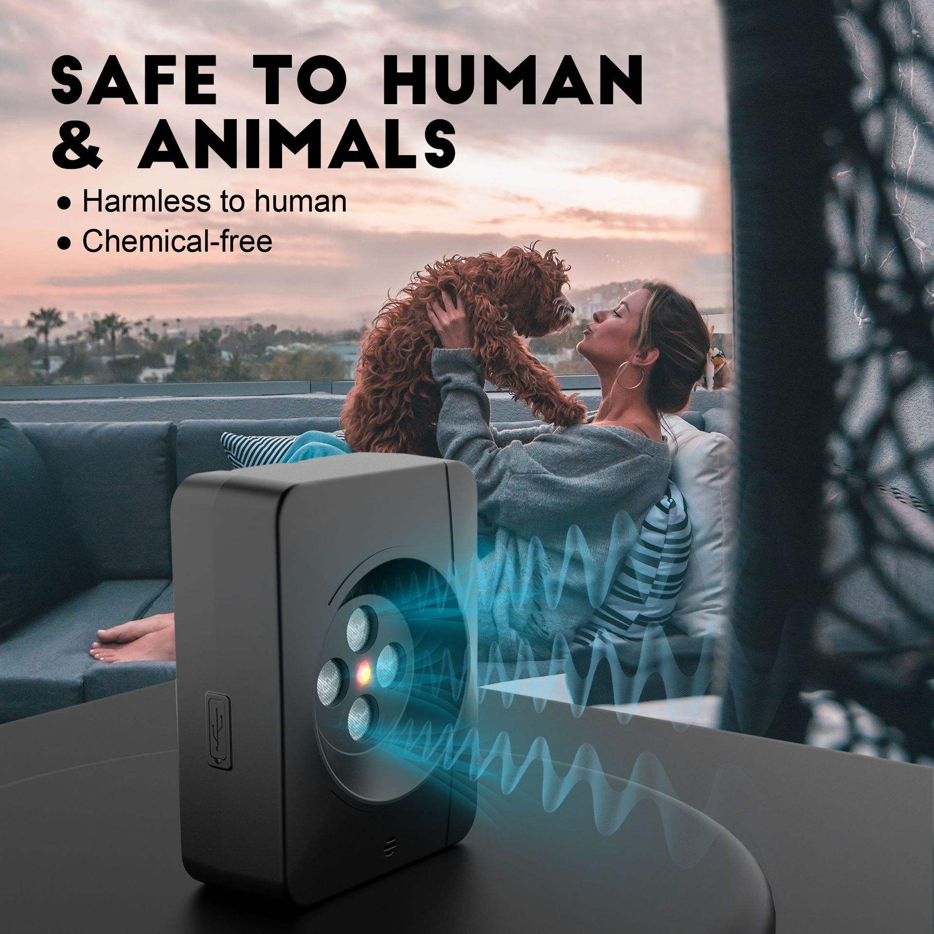 Controlador ultrasonido de 4 cabezas K3 para detener ladridos de perros, modelo de carga — imagen 2