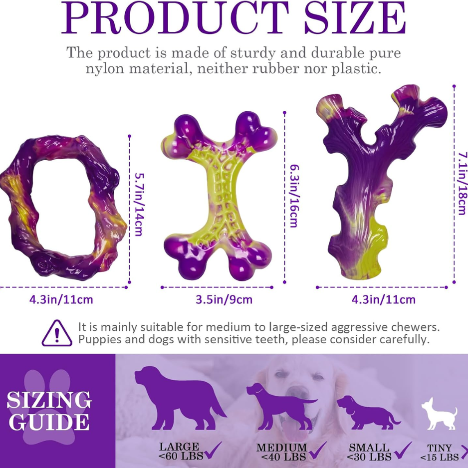 Tough Dog Toys For Aggressive Chewers 3 Pack, Indestructible Dog Toys For Large Dogs, Dog Chew Toys, Aggressive Chew Toys To Keep Them Busy — image 2