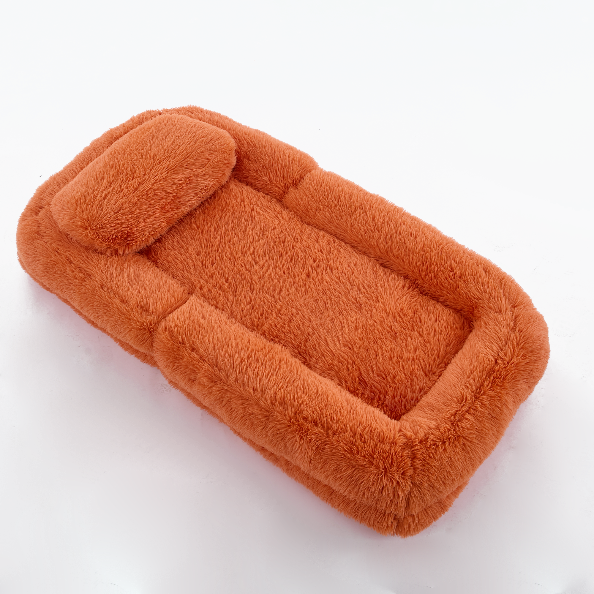 Human Dog Bed, Lazy Sofa, 5-Position Adjustable Convertible, Floor Gaming Chair, bedroom, living room, Suitable for gaming, meditation, relaxation, Plush Fabric, Orange — image 3