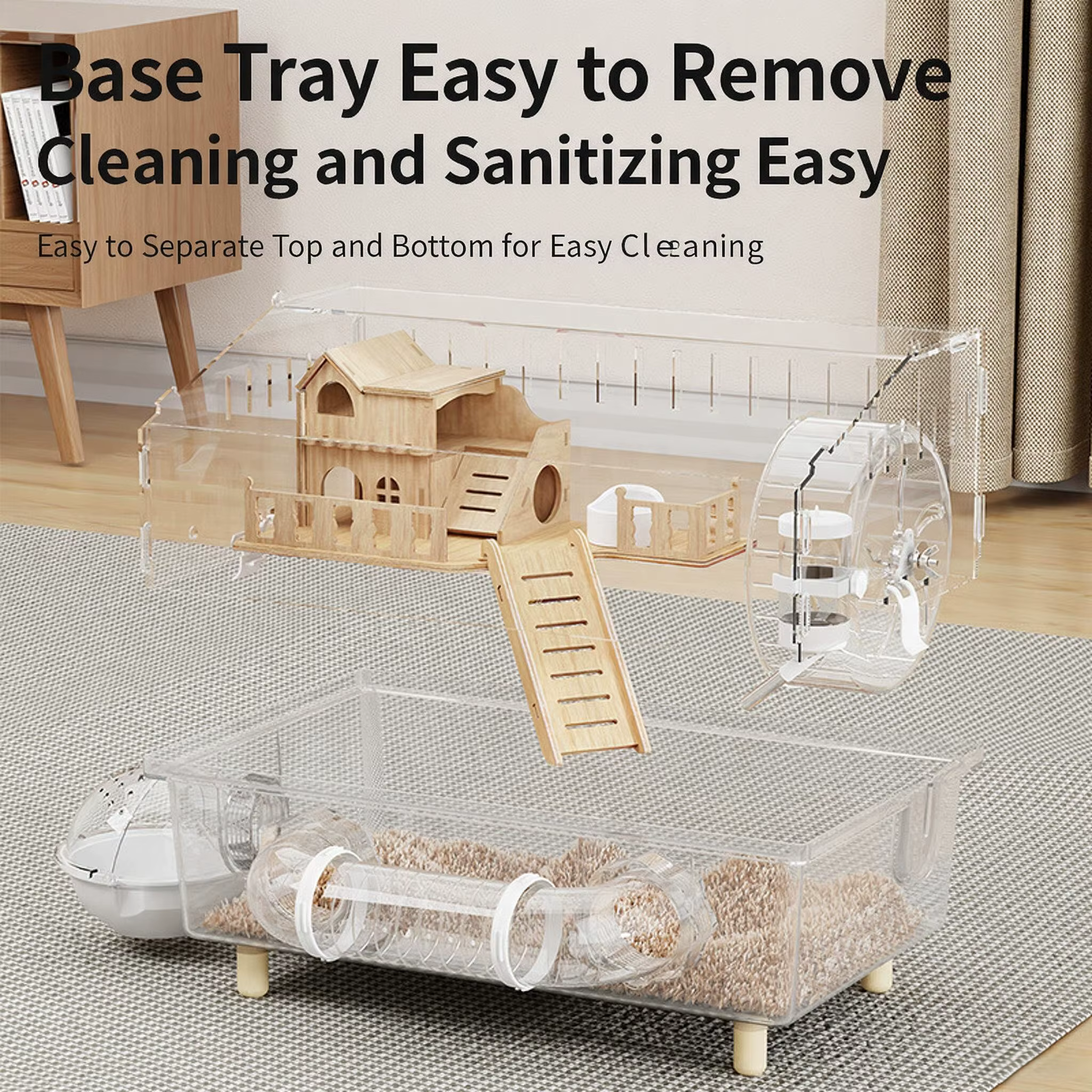 Hamster Cage Acrylic Transparent Spacious Rodent Habitat Cage with Accessories Luxury Villa Pet Supplies for Hamsters, Gerbils — image 5
