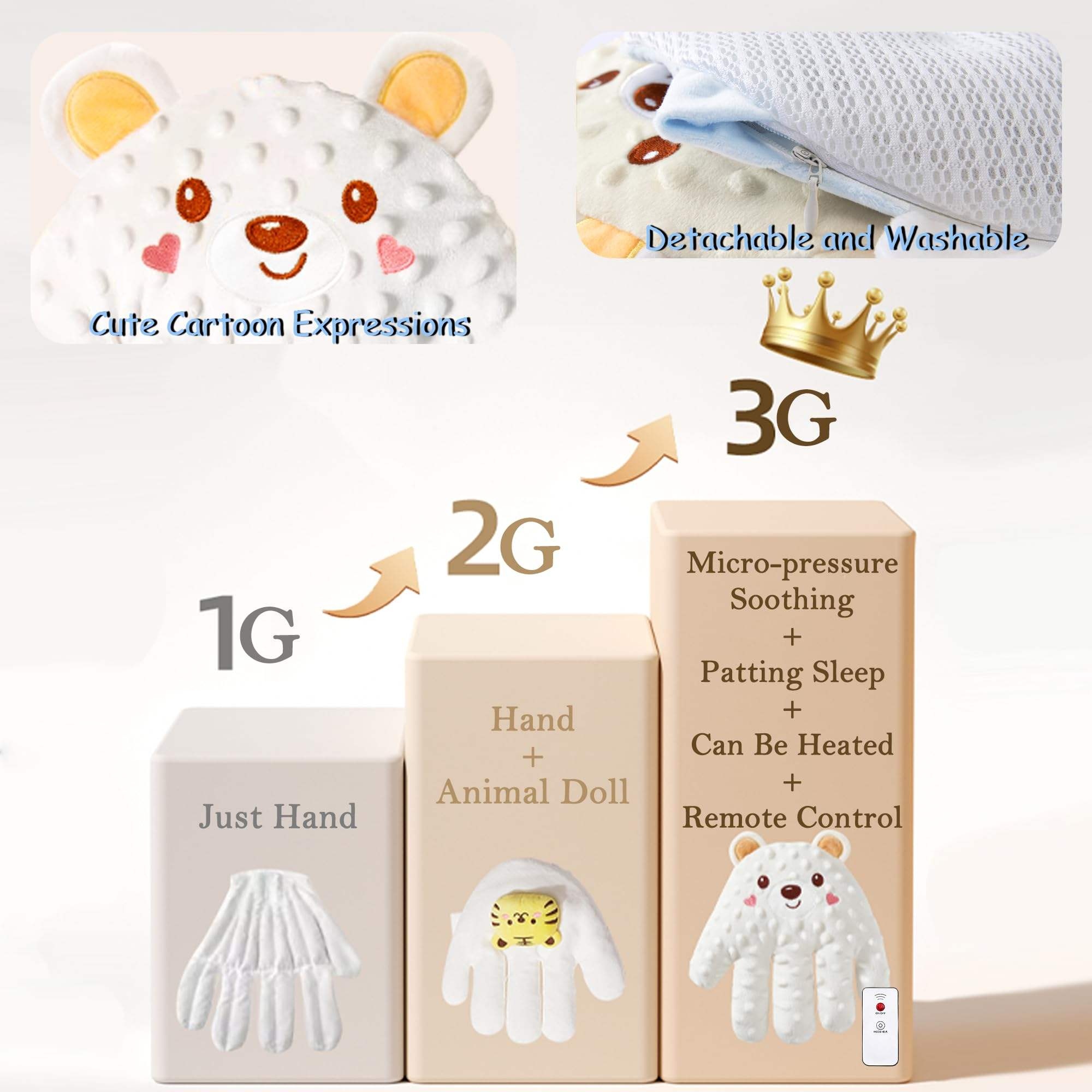 Dispositivo Eléctrico Automático de Acariciamiento, Mano Cómica para Bebés, Guantes de Pecho para Lactantes, Almohadilla Eléctrica para Manos de Niño, Juguetes de Peluche para Dormir — imagen 9
