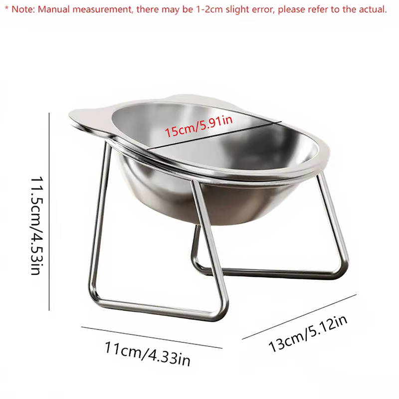 BOOTEELY Tilted Cat Bowl Stainless Steel Cat Food Bowls with Metal Stand Food and Water Dish for Cats Kitten Puppies Feeders Cat Supplies — image 8
