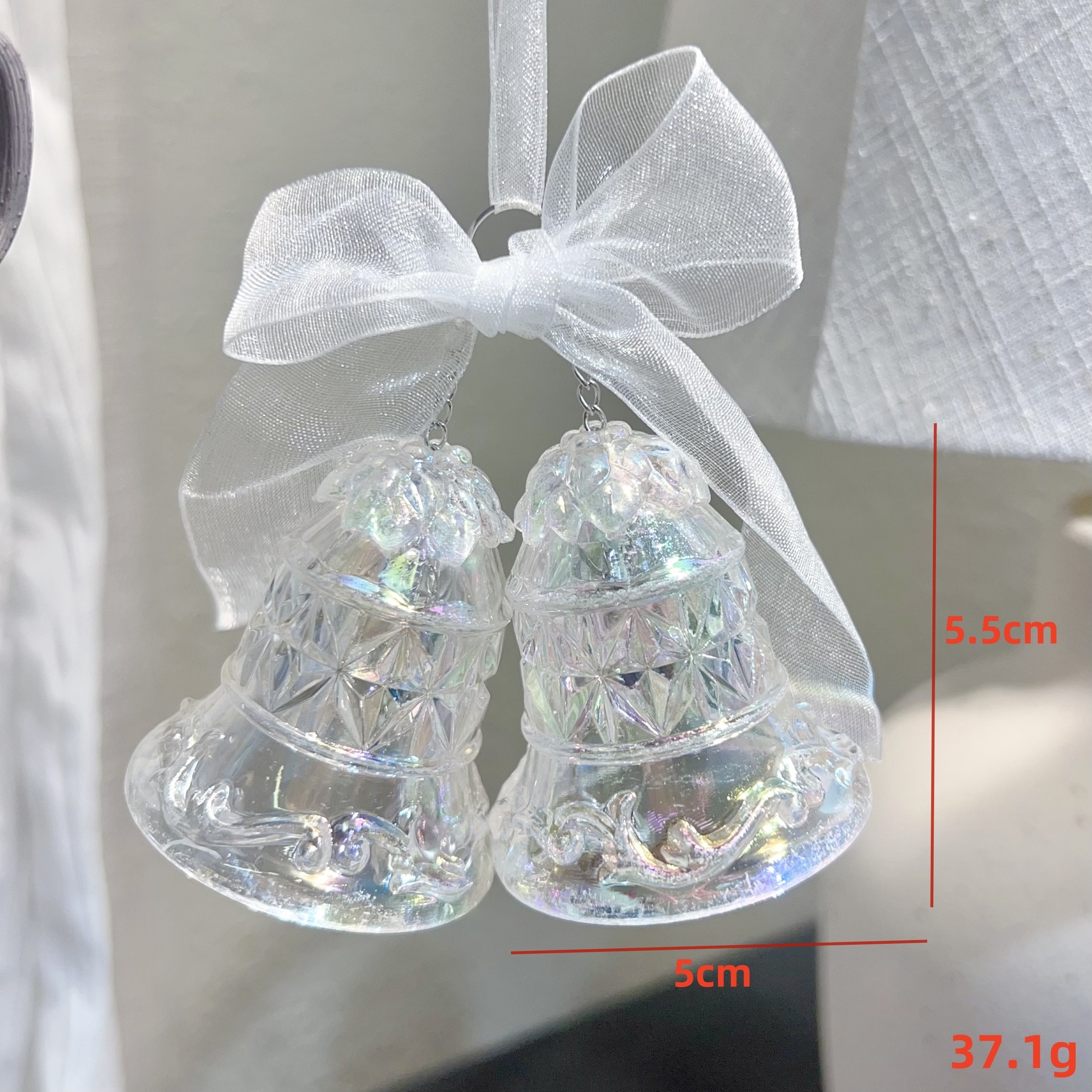 Christmas Tree Decoration Transparent Acrylic Colorful Bell Butterfly Shape Ornament — image 7