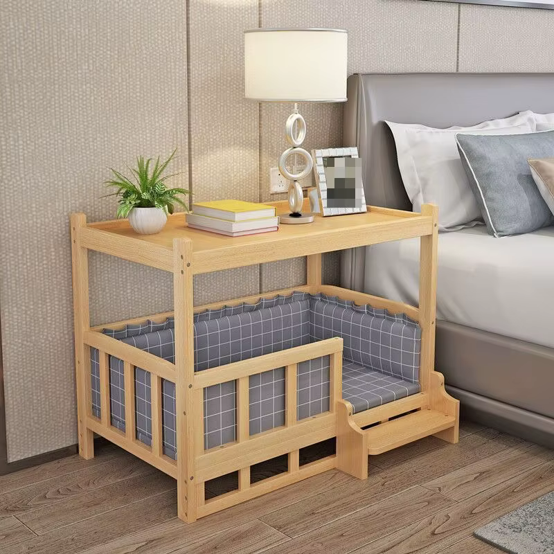 Wooden Dog Bed With Side Table For Medium Large Pets Indoor Home Furniture Comfortable Resting Sleeping Place Stylish Design — image 1