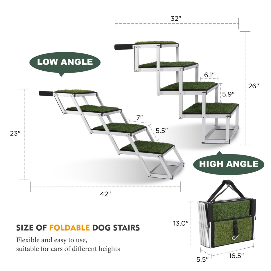Foldable Dog Ramp For Cars, SUVs, Trucks, Portable Pet Dog Stairs For Large Dogs With Non-Slip Surface & Reinforced Design, Lightweight Yet Sturdy Supports Up To 250lbs — imagen 5