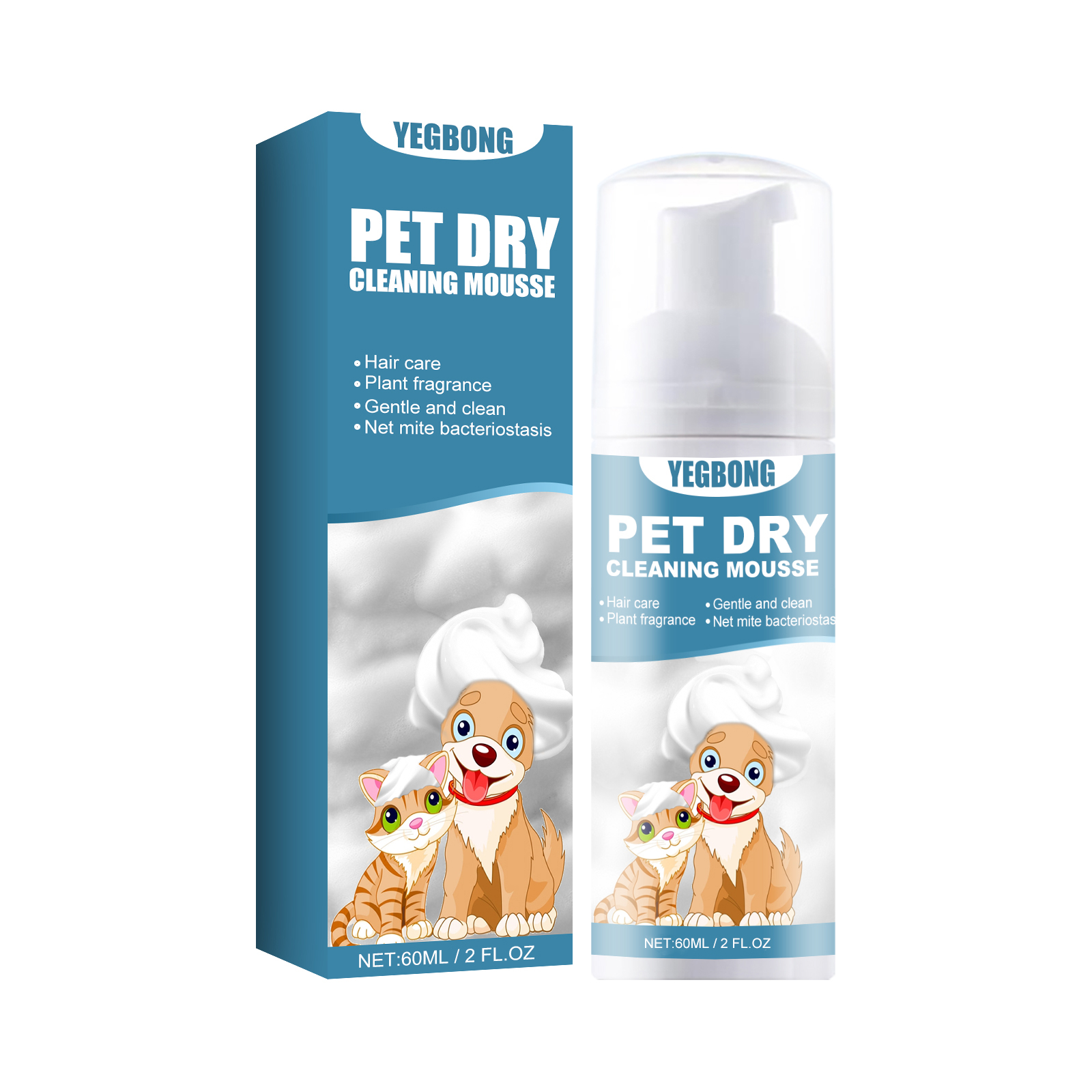 Mousse de limpieza seca para mascotas Yegbong - Enjuague sin agua para gatos y perros jóvenes, elimina olores y suaviza el pelaje — imagen 3