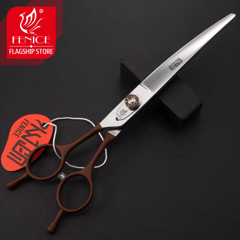 Fenice Professional Pet Grooming Scissors for Left handed Groomer/Beauticians Curved Shear Thinning Scissors Set — image 3