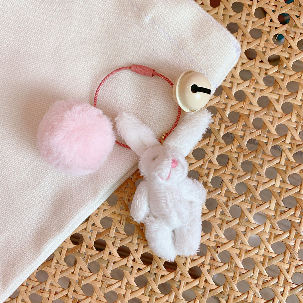 Cute Girl Cute Pendant Plush Doll Bunny Doll Bag Pendant Soft Cute Accessories Key Chain Ring — image 7