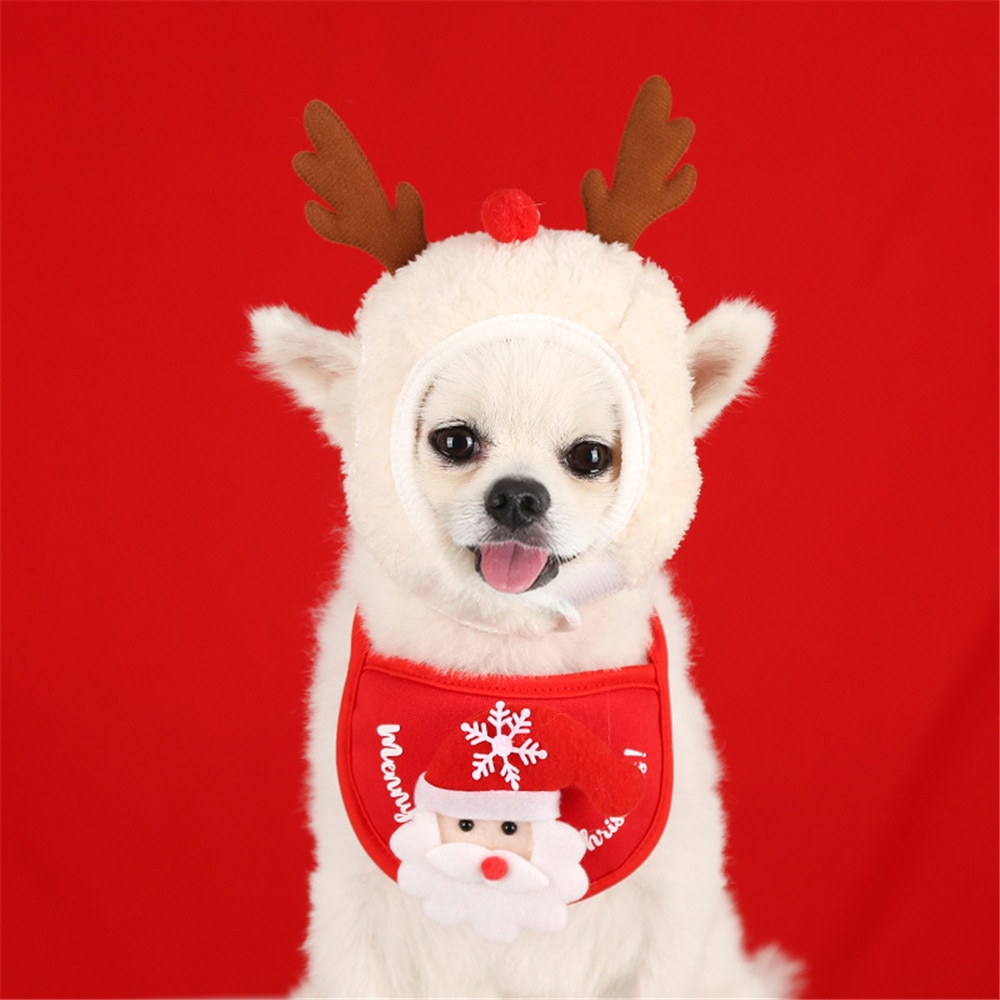 Dog Christmas Bandana Santa Hat Dog Scarf Triangle Bibs Kerchief Christmas Costume Outfit for Small Medium Large Dogs Cats Pets — image 7